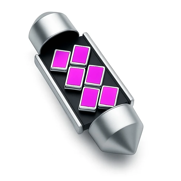 VenCore 3216-10099 C5W 36mm Festoon Pink LED Tube Bulb 6×SMD5630 1.5W 12V 260 lm
