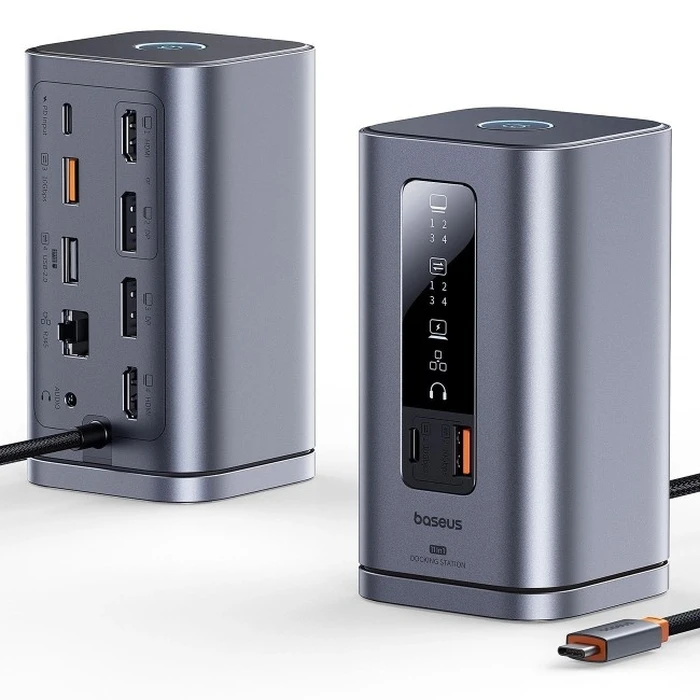 Baseus Spacemate RD1 11‑σε‑1 USB‑C Docking Station με 2xHDMI 4K@60Hz, 2xDP 4K@60Hz, RJ45, PD100W (Γκρί)