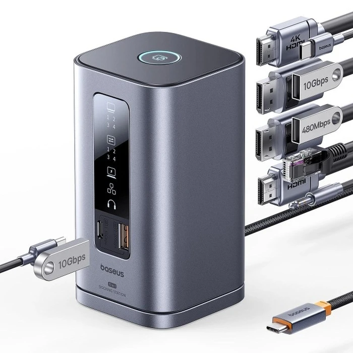 Baseus Spacemate RD1 11‑σε‑1 USB‑C Docking Station με 2xHDMI 4K@60Hz, 2xDP 4K@60Hz, RJ45, PD100W (Γκρί)