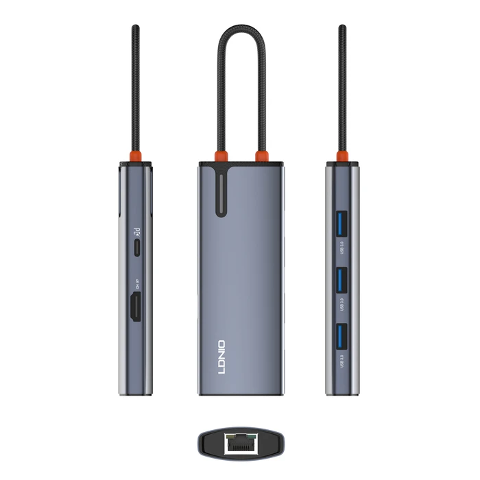Docking Station Ldnio Ds-16H, 6 Θυρών, USB-C Σύνδεση, 4K, 100W Pd, Γκρι