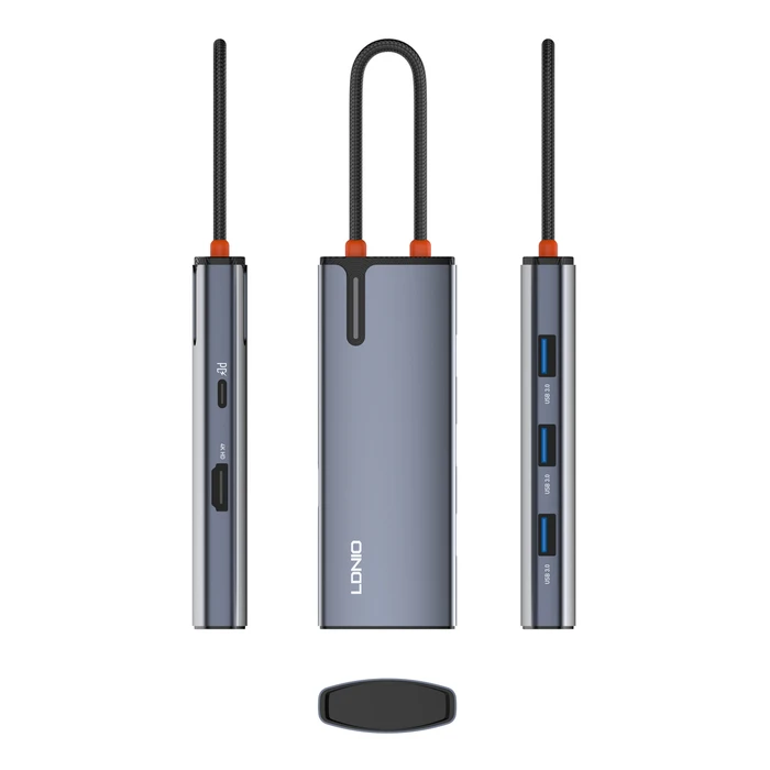 Docking Station Ldnio Ds-15H, 5 Θυρών, USB-C Σύνδεση, 4K, 100W Pd, Γκρι