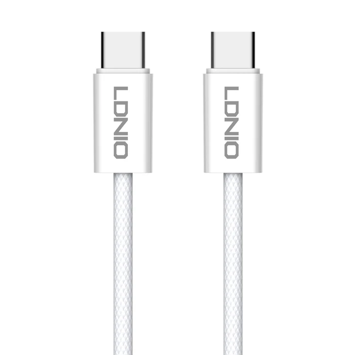 Ldnio Braided USB 2.0 Cable USB-C male - USB-C 65W Λευκό 2m