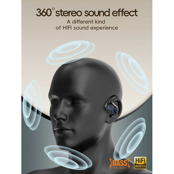 Ldnio T07 Bone Conduction Bluetooth Handsfree Ακουστικά με Θήκη Φόρτισης Μαύρα
