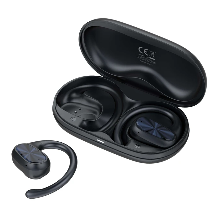 Ldnio T07 Bone Conduction Bluetooth Handsfree Ακουστικά με Θήκη Φόρτισης Μαύρα