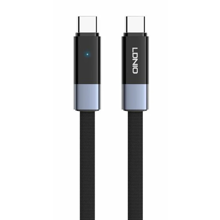 Ldnio Flat / LED / Braided USB 2.0 Cable USB-C male - USB-C 65W Μαύρο 2m