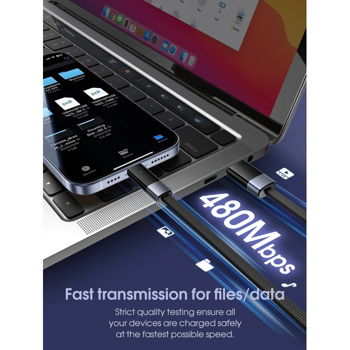 Ldnio καλώδιο USB-C σε USB LS241Q, flat, 100W, 480Mbps, 1m, μαύρο