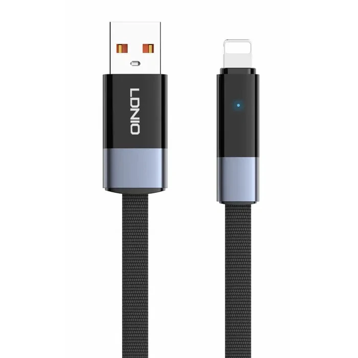 Ldnio Flat / LED / Braided USB-A to Lightning Cable 30W Μαύρο 2m