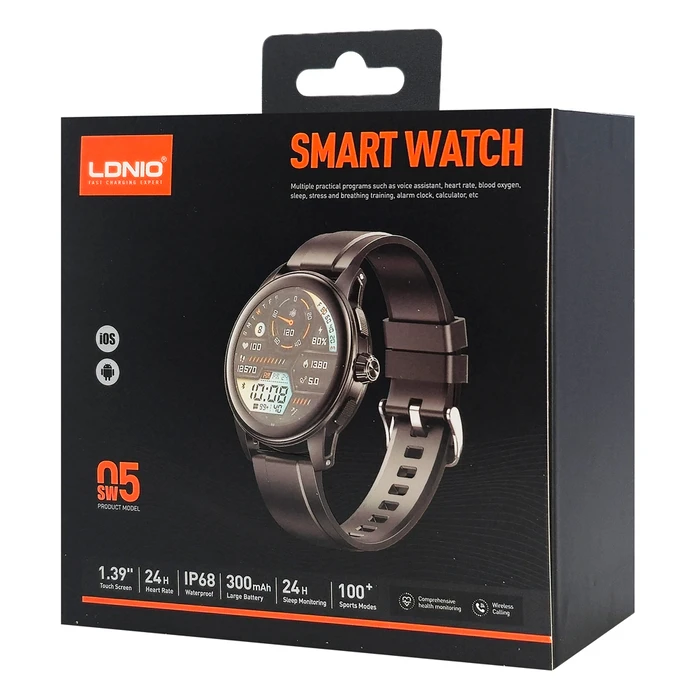 Ldnio SW05 46mm Smartwatch με Παλμογράφο (Μαύρο)