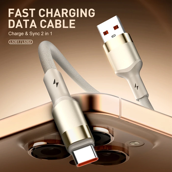Ldnio Braided USB 2.0 Cable USB-C male - USB-A 50W Μπεζ 2m
