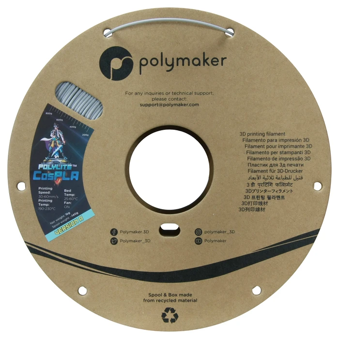 Poly 3D Printer Filament 1.75mm Grey 1kg (Spool) - COSPLA Version A (Easily Sandable)