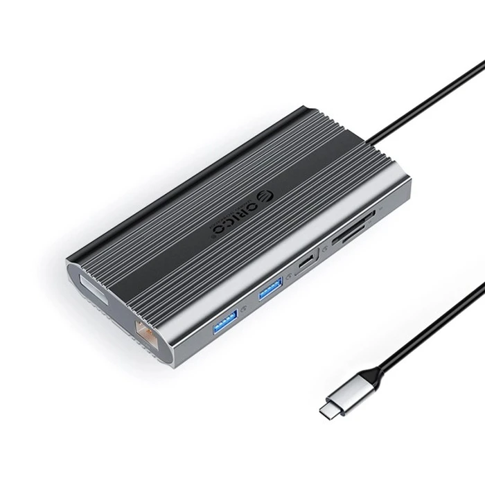 Orico XDR 12in1 USB-C Docking Station με 2x HDMI/DisplayPort 4K PD 100W Ethernet - Γκρι