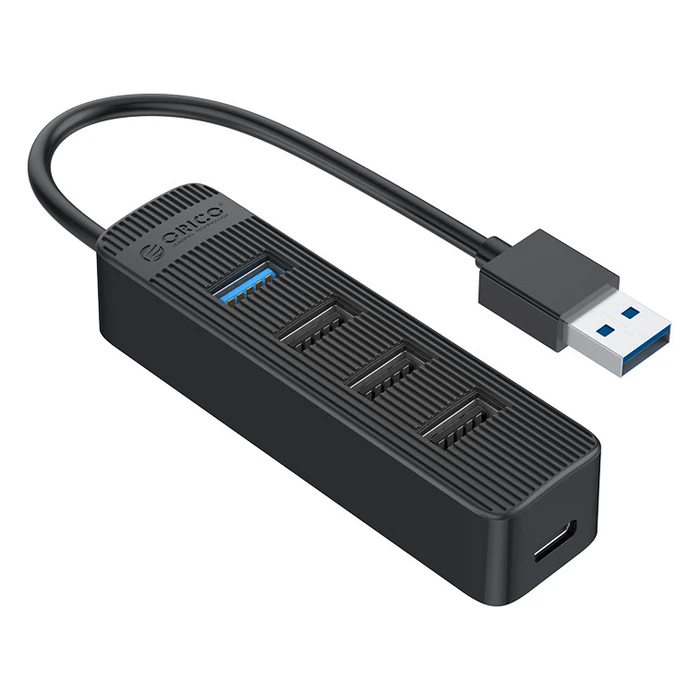 USB Hub Orico Twu32-4A, 4X Θυρών, USB 3.0, 5Gbps, Έξτρα Τροφοδοσία, Μαύρο