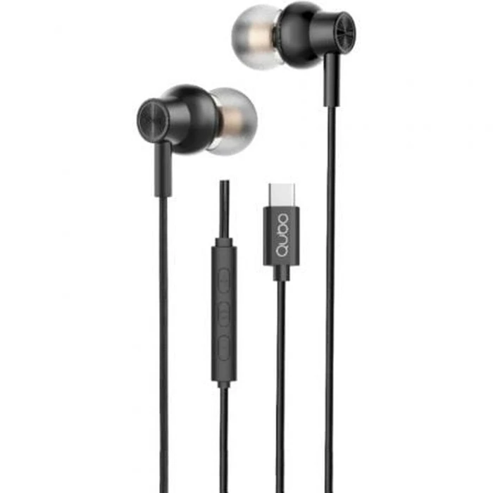 Qubo AU-300C In-ear Handsfree Ακουστικά με Βύσμα USB-C Μαύρο