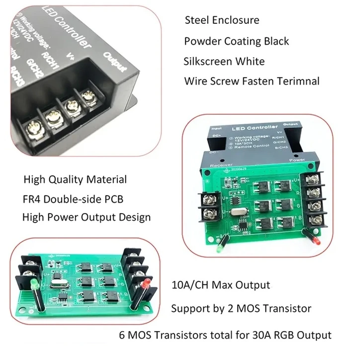 VenCore 6613-10009 RGBW Controller 12-24V 216-432W with RF Remote
