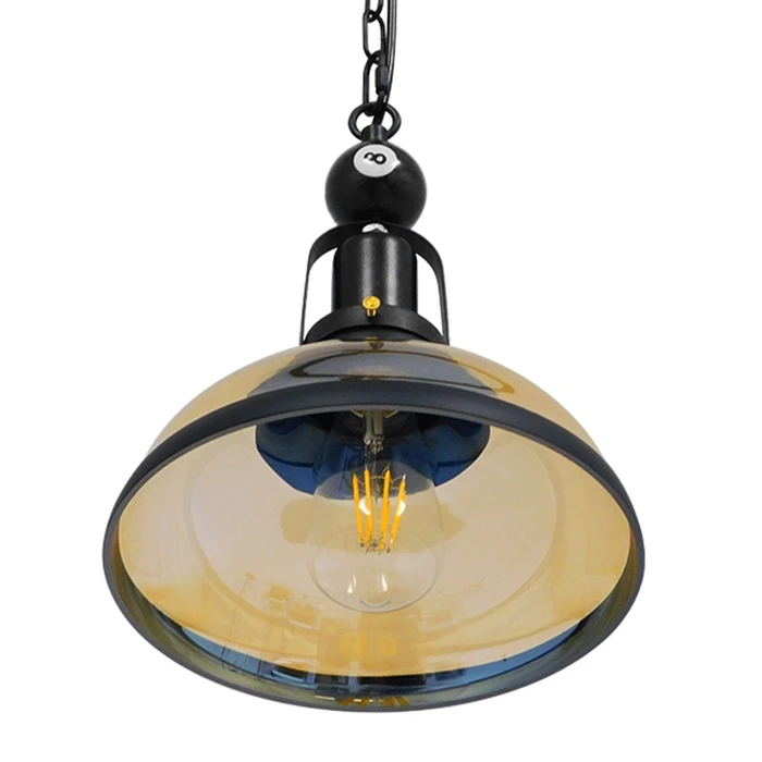 VenCore Billiardo I 6089-10040 - Μονόφωτο Κρεμαστό Φωτιστικό Οροφής Μαύρο Μεταλλικό με Μελί Γυαλί (E27)