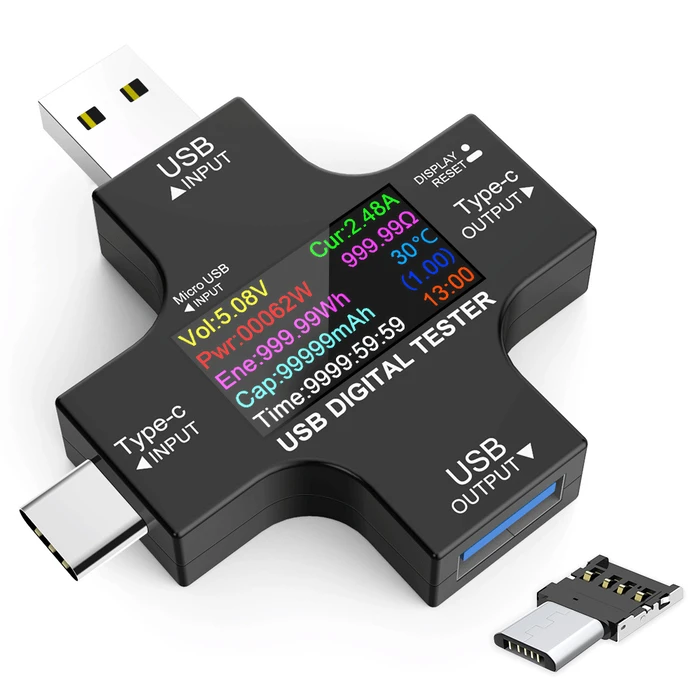 Συσκευή Ελέγχου λειτουργίας θύρας USB, Micro USB & USB-C, 3.6-32V, LCD