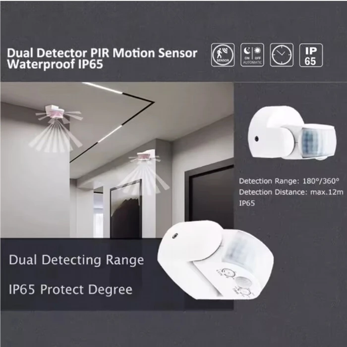 VenCore 3368-10003 - IP65 Dual PIR Motion Sensor 230V 1200W White