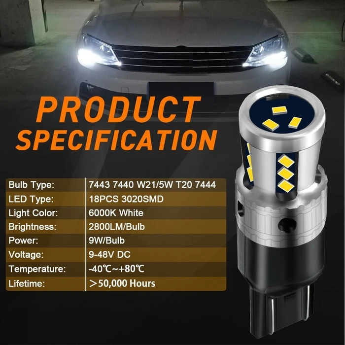 VenCore 3216-10173 - Λάμπα LED T20/7440 CanBus Gen4 Κόκκινο 9W 1960 lm