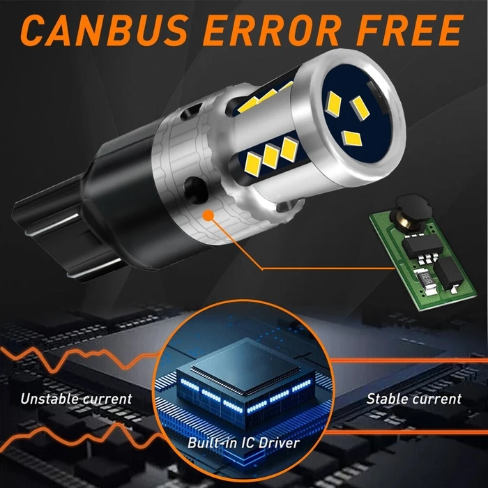 VenCore 3216-10174 - T20/7440 CanBus Gen4 LED Bulb, 18× SMD 3020, 9W, 1960 lm, 8-48V, Amber