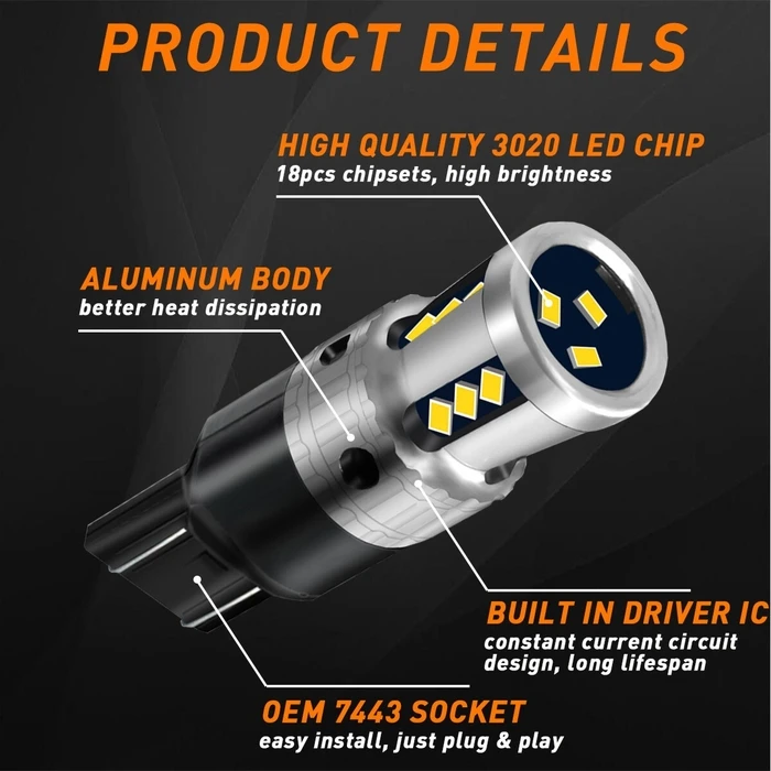 VenCore 3216-10176 - T20 / 7443 CanBus Gen4 Λάμπα LED Κόκκινη 9W 2800 lumen