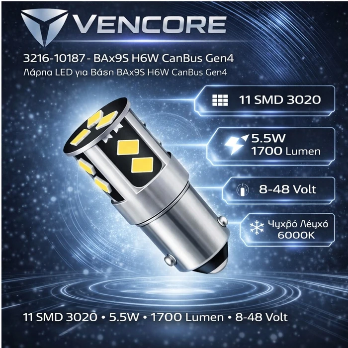 VenCore 3216-10187 - BAx9S / H6W CanBus Gen4 Λάμπα LED 6000K 1700 lm