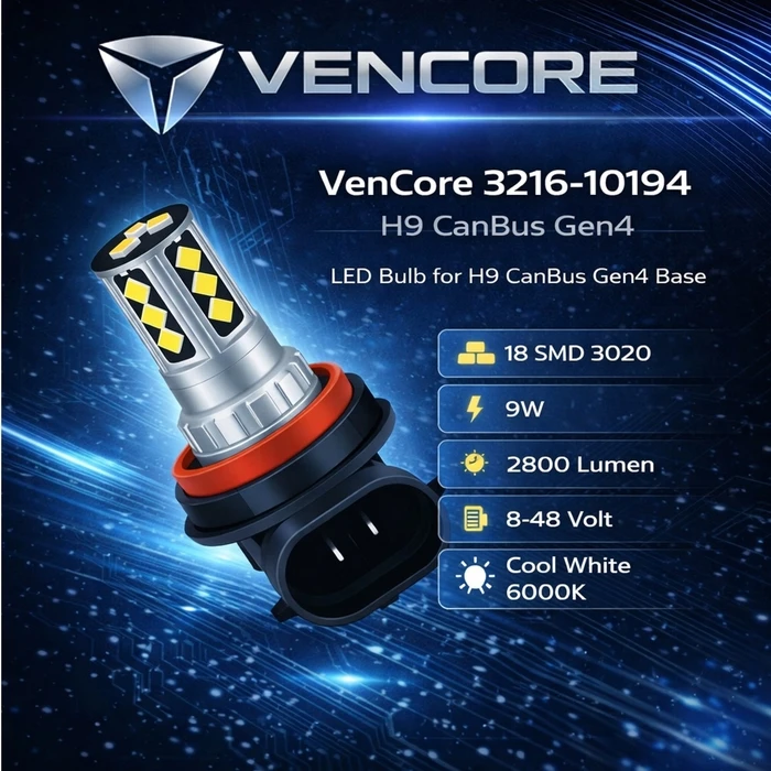 VenCore 3216-10194 - Λάμπα LED CanBus Gen4 για βάση H9 9W 2800 lm 6000K