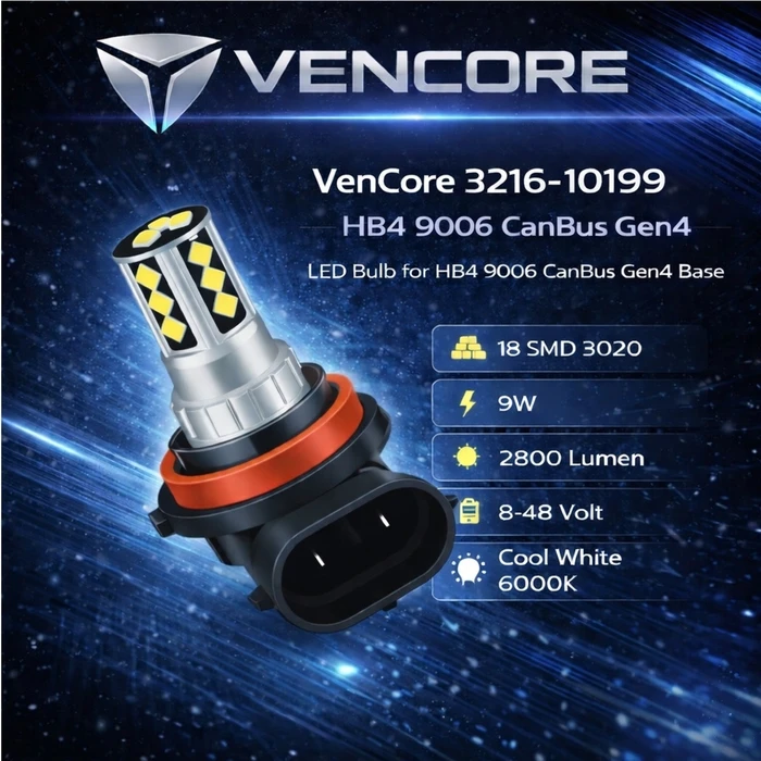 VenCore 3216-10199 - Λάμπα LED CanBus Gen4 για βάση HB4/9006 9W 2800 lumen 6000K