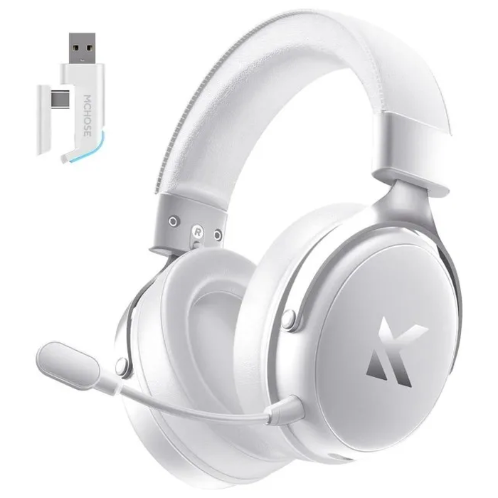 Mchose HW-V9-5 White Gaming Headset (Wireless Bluetooth, Over‑Ear)