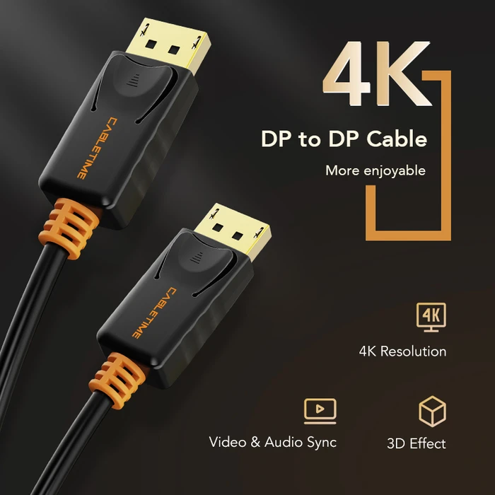 CABLETIME CT-AV585-01G Καλώδιο DisplayPort 1.8m Μαύρο
