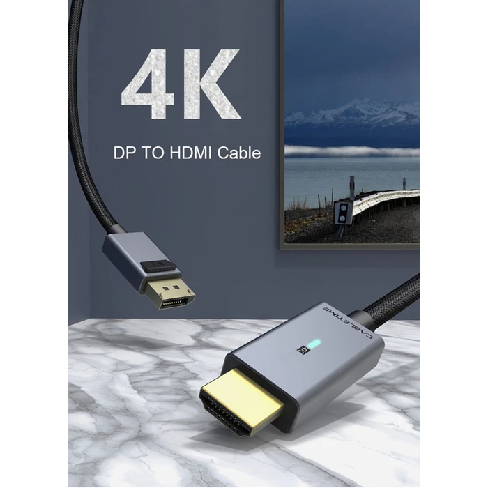 CABLETIME DisplayPort to HDMI Cable CT-AV585-P02G4K, 4K/30Hz, 1.8m, Black