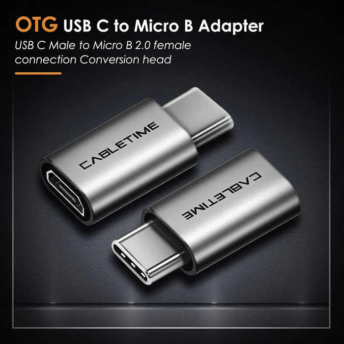 CABLETIME αντάπτορας USB-C σε micro USB CT-CMMCBF-ASG, 480Mbps, γκρι