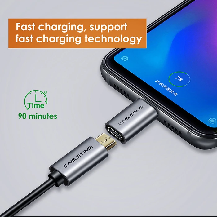 CABLETIME αντάπτορας USB-C σε micro USB CT-CMMCBF-ASG, 480Mbps, γκρι