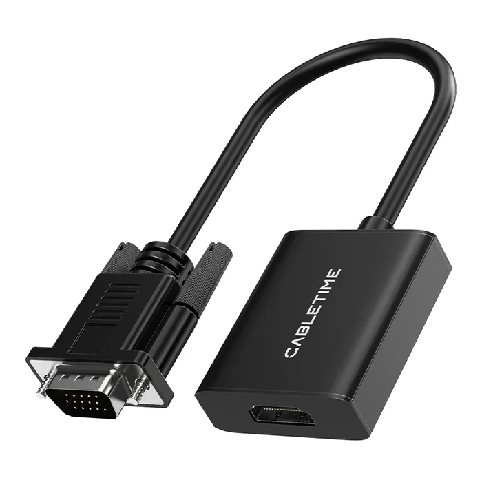 CABLETIME αντάπτορας VGA σε HDMI CT-AV582-VGAH με 3.5mm & micro USB, 1080p/60Hz, μαύρος