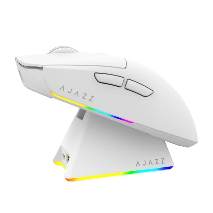 Ασύρματο gaming ποντίκι Ajazz AJ139 V2 MC 3311 με βάση φόρτισης - Λευκό