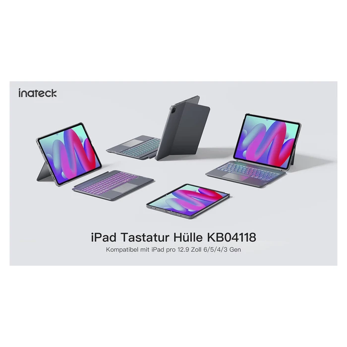 Inateck Bluetooth Πληκτρολόγιο-Θήκη με Touchpad για iPad 13" (KB04118) - QWERTZ, Γκρι