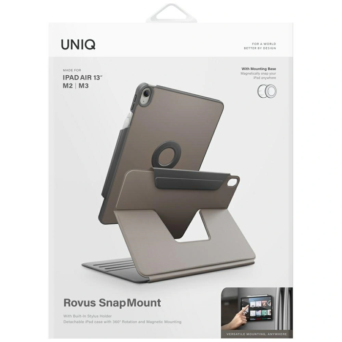 UNIQ Rovus Snapmount Magnetic 360 Rotating Detachable Apple iPad Air 13" 2024 / 13" 2025 grey