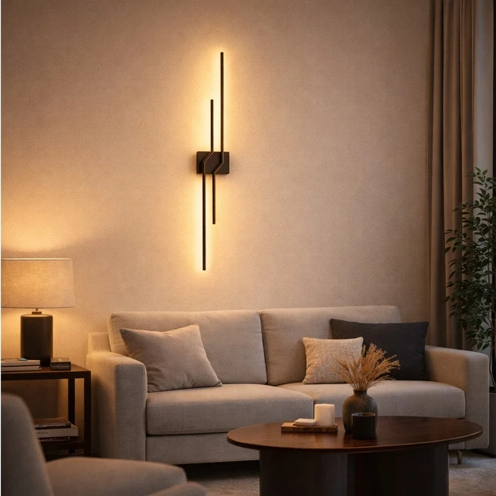 VenCore Nexaris Black 6093-20138 - Επιτοίχιο Φωτιστικό Απλίκα LED 60cm 12W Μαύρο Αλουμίνιο με Ρυθμιζόμενο CCT
