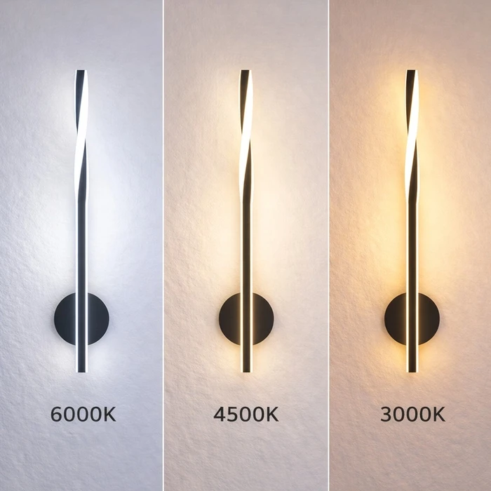 VenCore Twynor Silver 6093-20156 - Modern Wall LED Sconce 40cm 10W Silver Aluminum with Switchable CCT (Cool / Day / Warm) - CCT via On-Off Switch