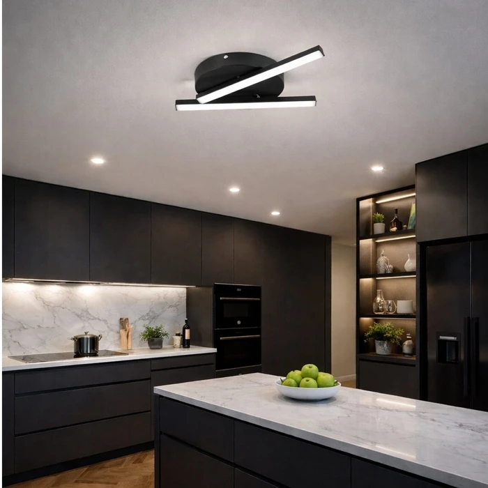 VenCore Crossline Black 7741-20013 - Μοντέρνο Φωτιστικό Οροφής Πλαφονιέρα LED 32W Μαύρο Αλουμίνιο με Ρυθμιζόμενο CCT (On-Off)