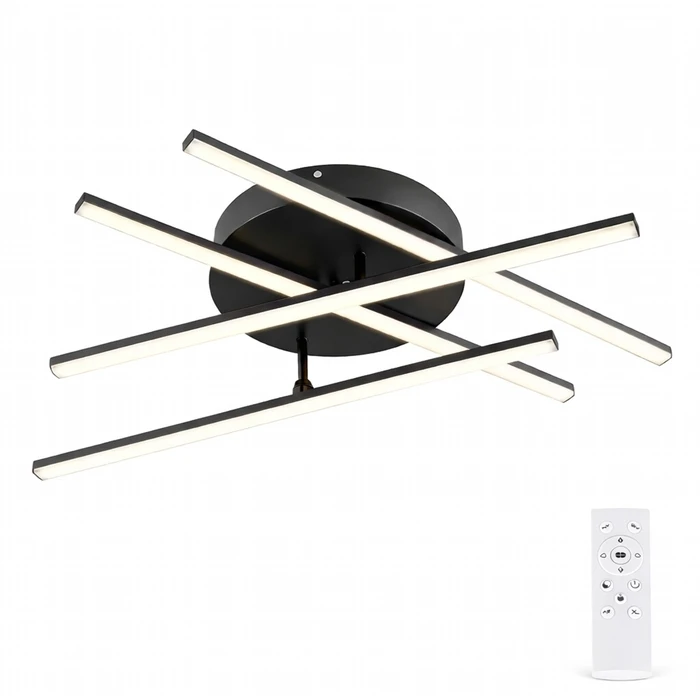 VenCore Gridline Black 7741-20019 - Μοντέρνο Φωτιστικό Οροφής Πλαφονιέρα LED 60W Μαύρο Αλουμίνιο με Ρυθμιζόμενο CCT & Χειριστήριο