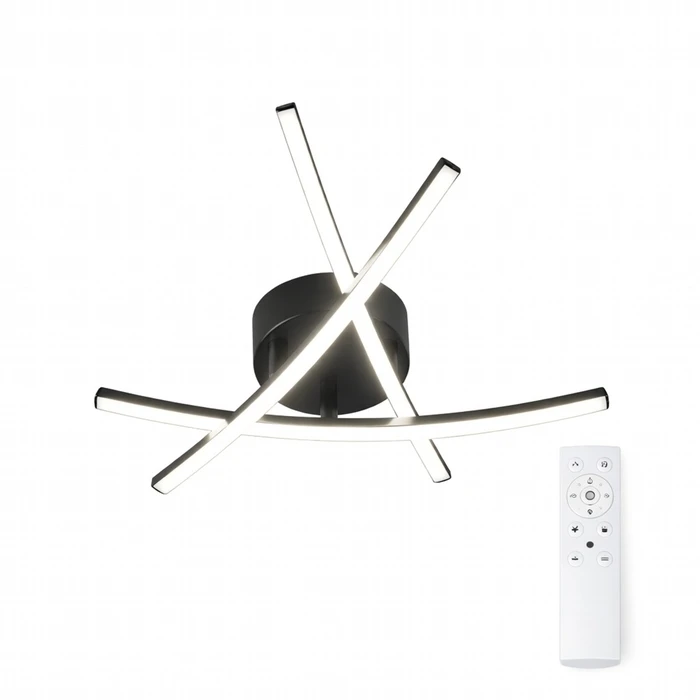 VenCore Zenith Black 7741-20034 - Modern LED Ceiling Light Flushmount 45W Black Aluminum Adjustable CCT with Remote - Ø51 x H10 cm