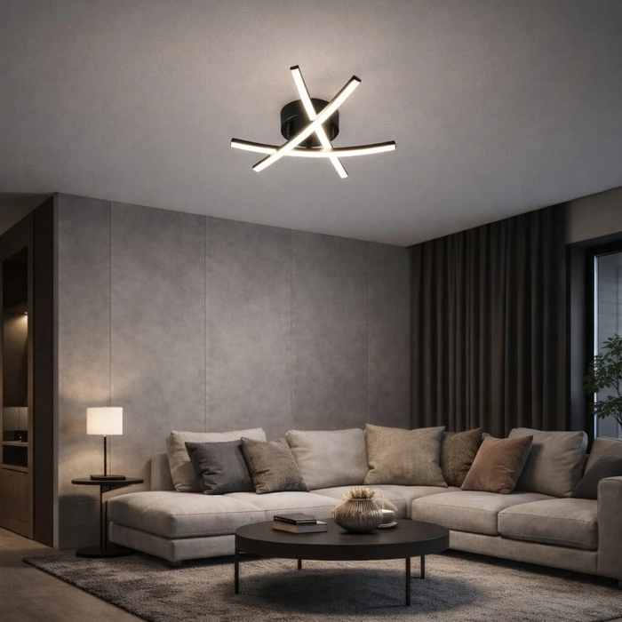 VenCore Zenith Black 7741-20034 - Modern LED Ceiling Light Flushmount 45W Black Aluminum Adjustable CCT with Remote - Ø51 x H10 cm