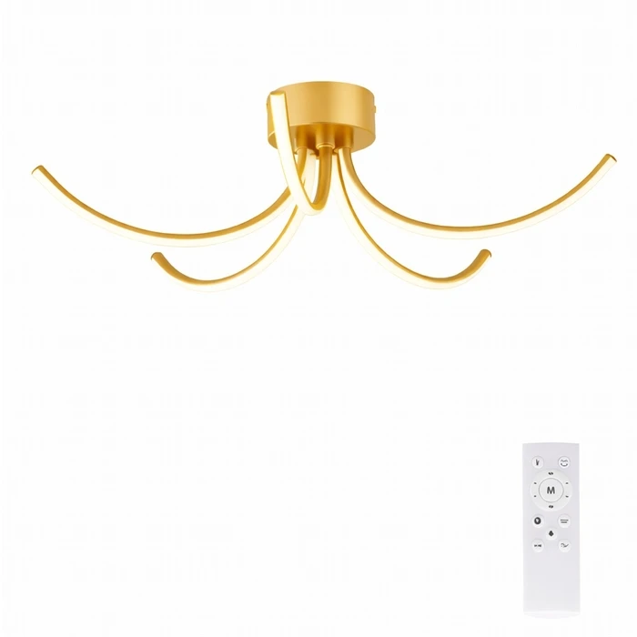 VenCore Vento Gold 7741-20048 - Μοντέρνο Φωτιστικό Οροφής Πλαφονιέρα LED 45W Χρυσό Αλουμίνιο με Ρυθμιζόμενο CCT (Θερμό/Φυσικό/Ψυχρό) - Φ53 x Υ16cm