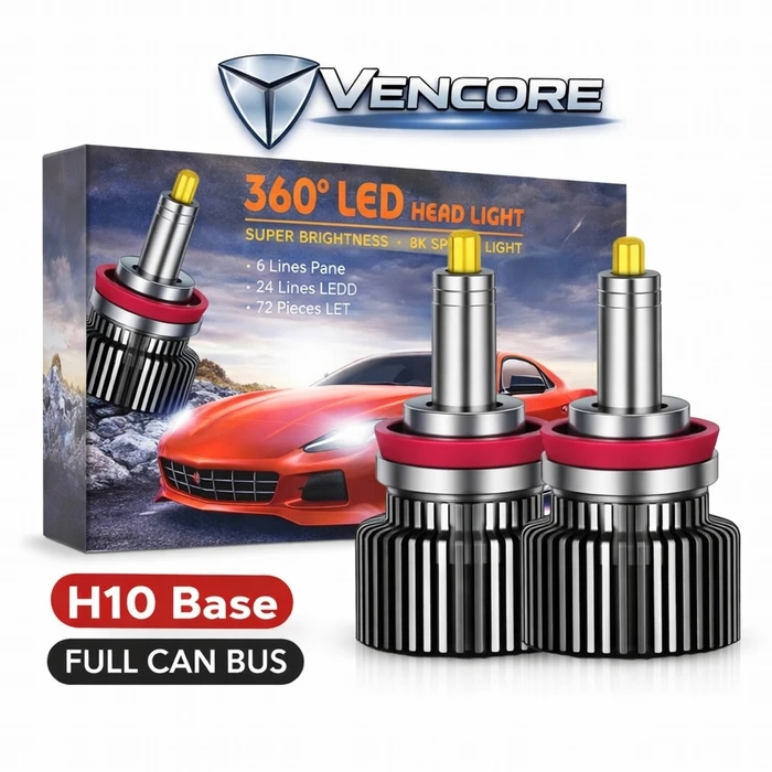 VenCore 3126-10206 H10 LED Bulb Pair Auto/Moto 45W CanBus 4th Gen 18800 Lumen 6000K Cool White