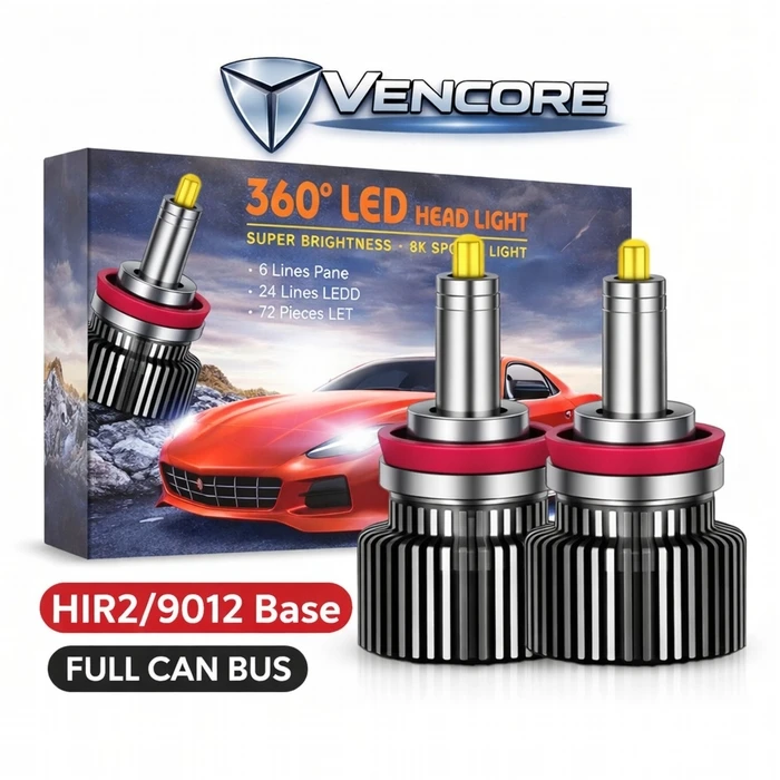 VenCore 3126-10211 - HIR2-9012 - Ζεύγος Λαμπτήρων LED για Βάση HIR2-9012 Κύριος Φωτισμός Αυτοκινήτου ή Μοτοσυκλέτας 45W CanBus 4th Gen 18800lm (9400+9400) 12-24V Ψυχρό Λευκό 6000K