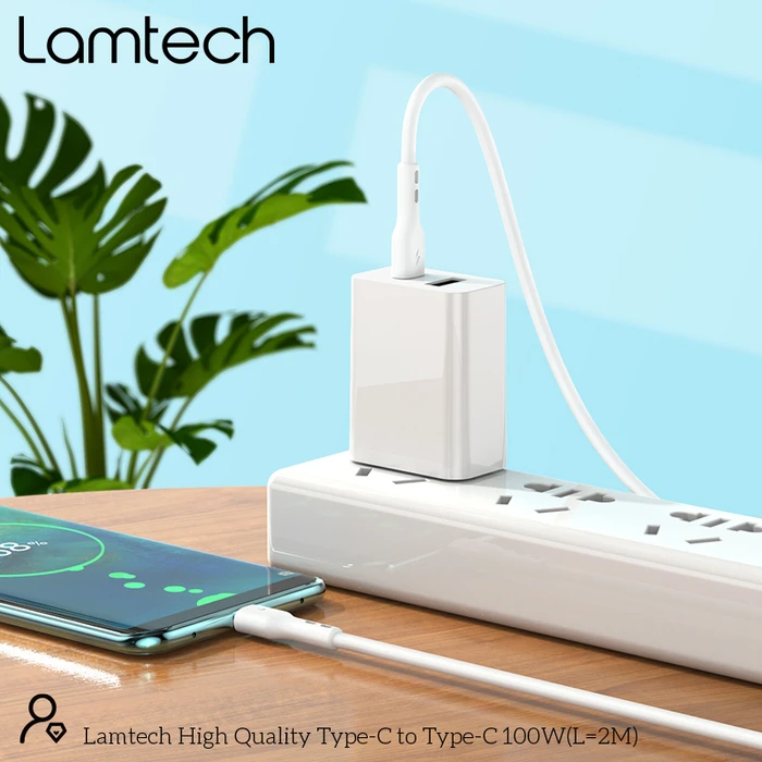Καλώδιo USB Lamtech Type-C to Type-C 100W FAST CHARGE 2M