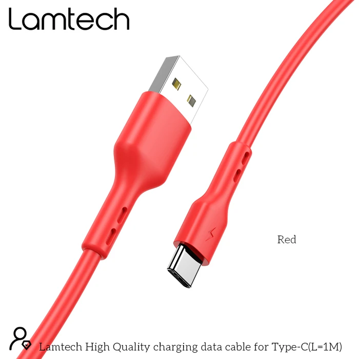 Καλώδιo USB Lamtech Data Type-C 1m RED