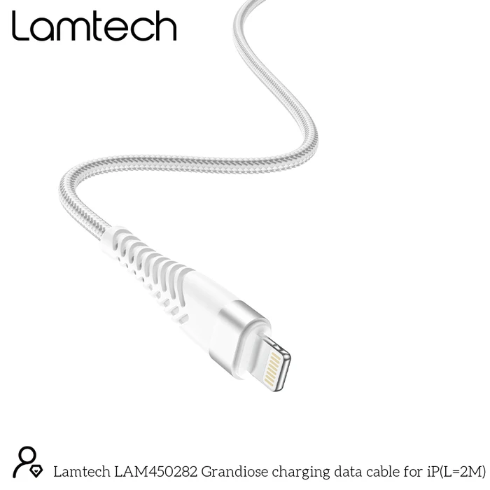Καλώδιο Lightning Lamtech Lightning to HIGH QUALITY UNBREAKABLE SILVER 2M