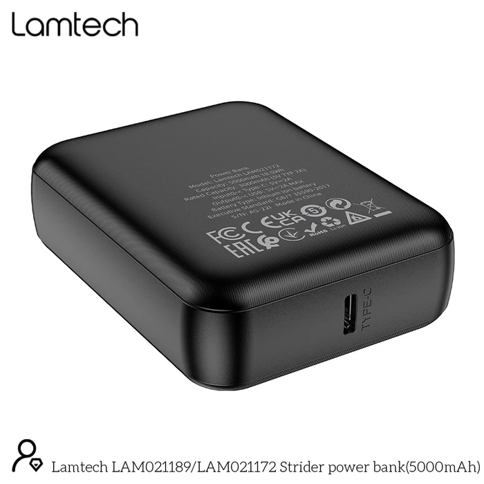 Power Bank Lamtech 5000MAH Black