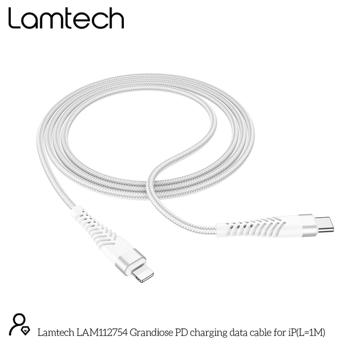 Καλώδιο Lightning Lamtech HQ UNBREAKABLE Type-C to Lightning WHITE 1M